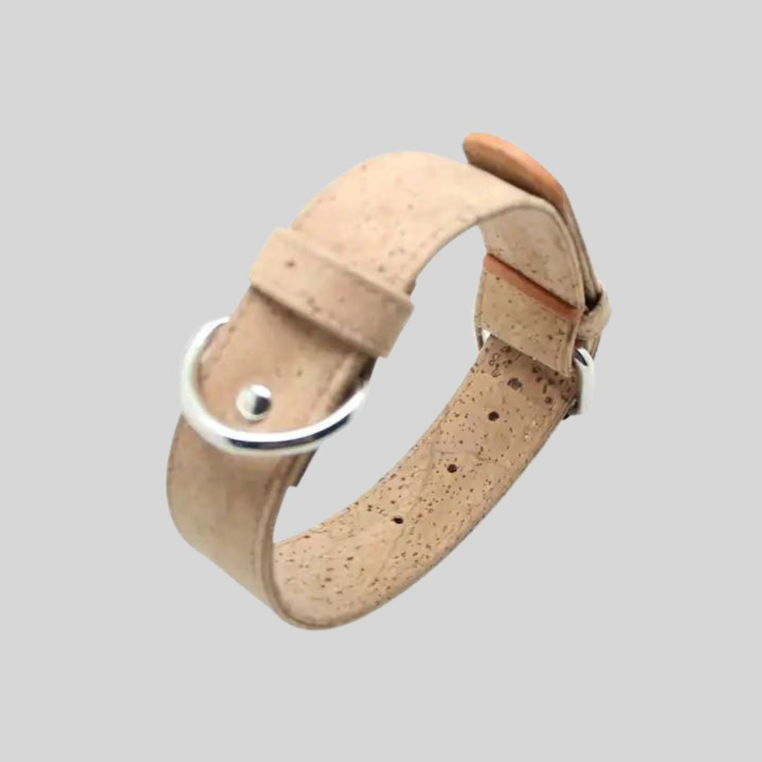 pets collar made with cork and hook for leash