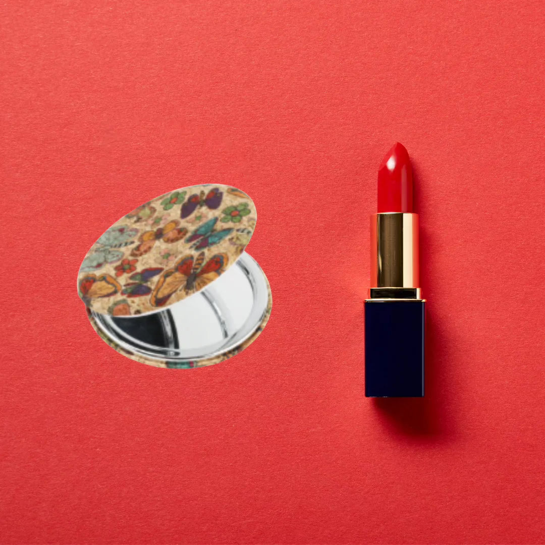 IRENE compact cork purse with lipstick by its side