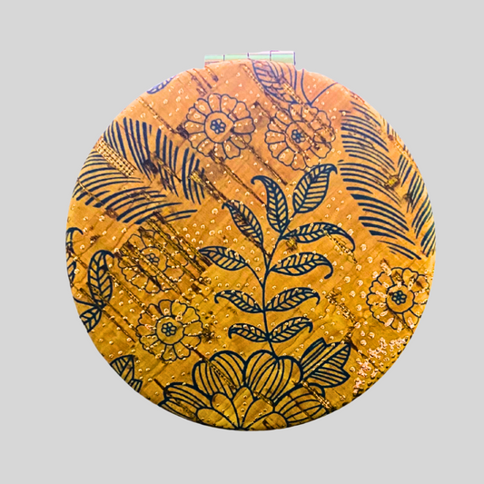 purse mirror FIONA made with cork leather floral design