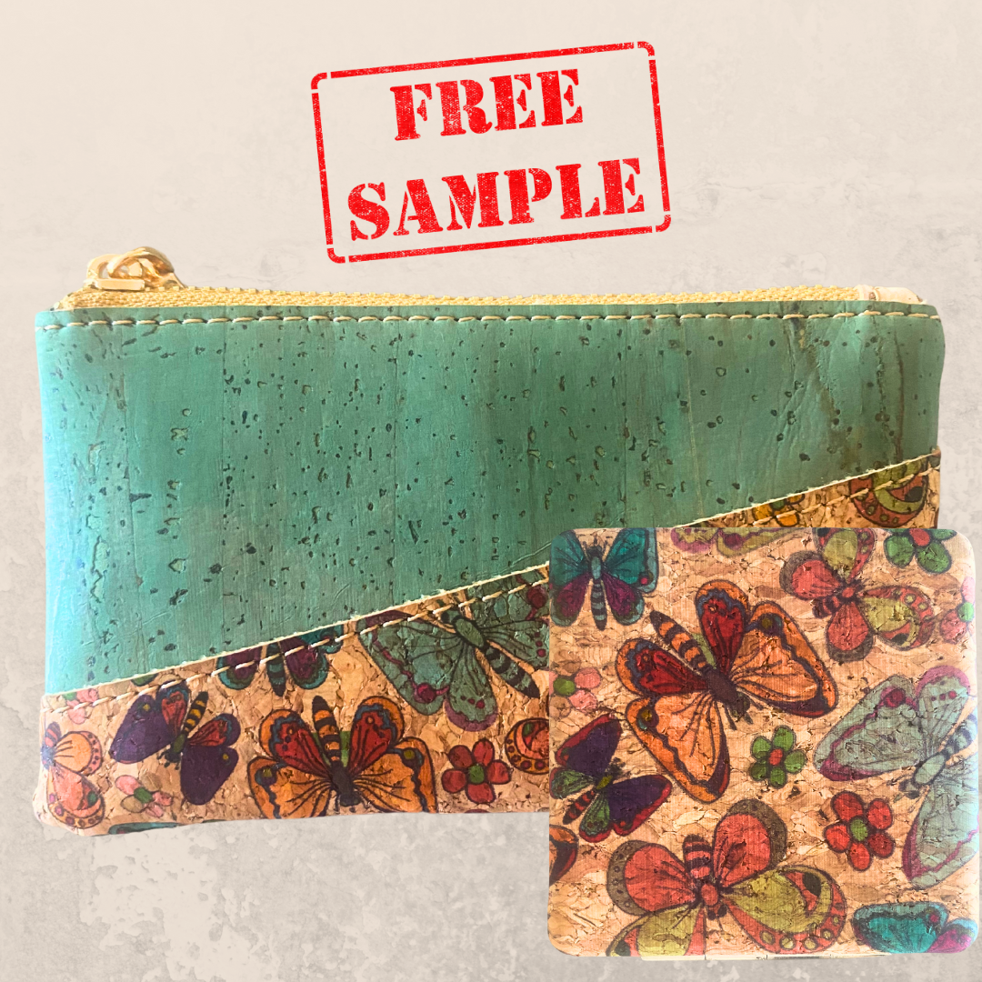 FREE SAMPLE of CONNIE cosmetic bag in cork and compact mirror in cork